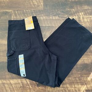 NWT Carhartt navy blue loose washed duck work canvas cotton dungaree 42x32